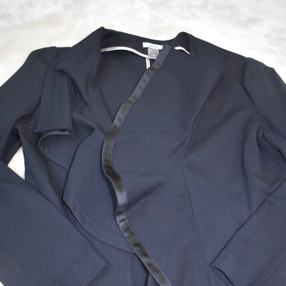 Vintage Cache Black Open Front Blazer Women’s 8 Ruffled Dressy Suit Jacket - Picture 14 of 15